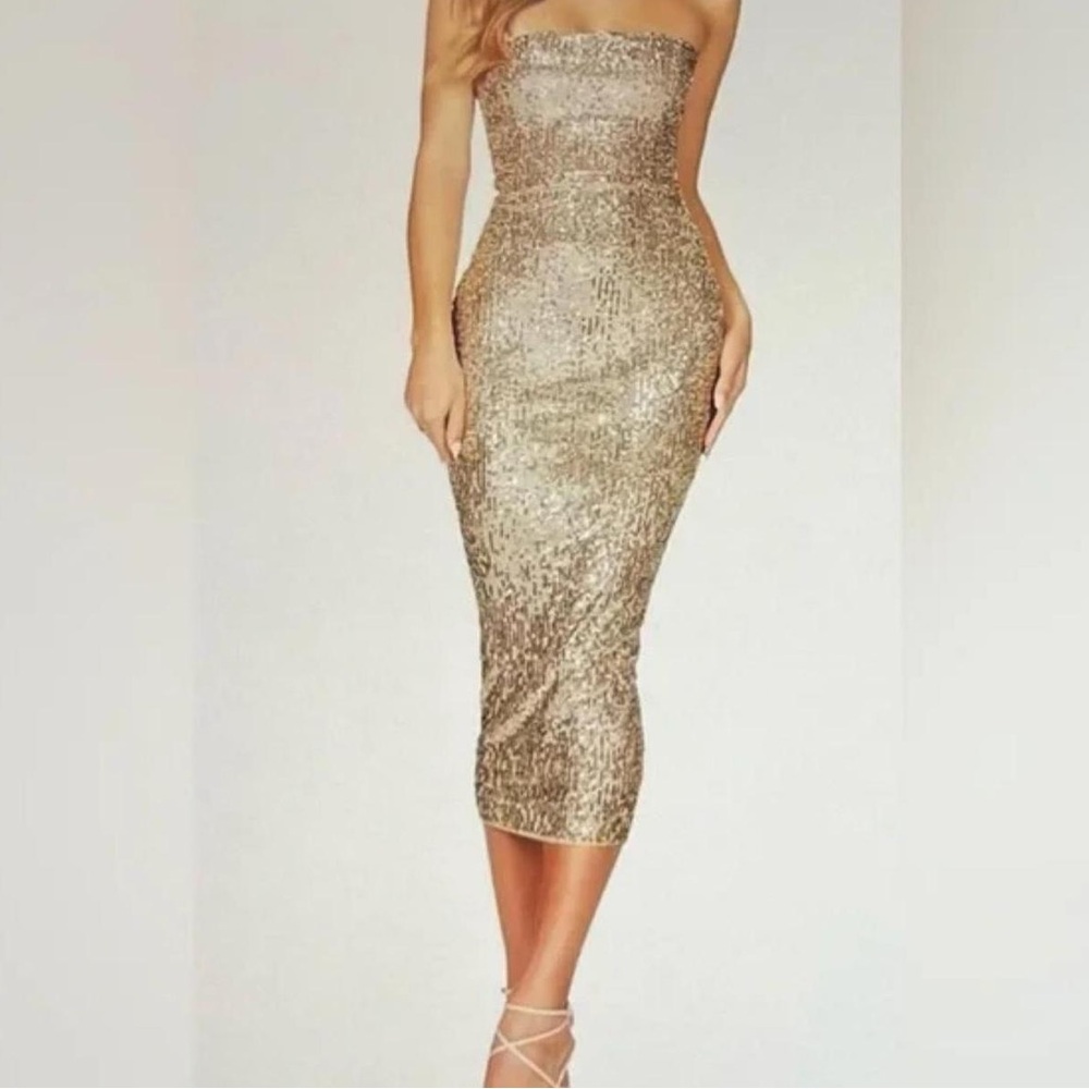 REVOLVE NOOKIE Fantasy Midi Dress | NWT | XS | Gold | Revolve